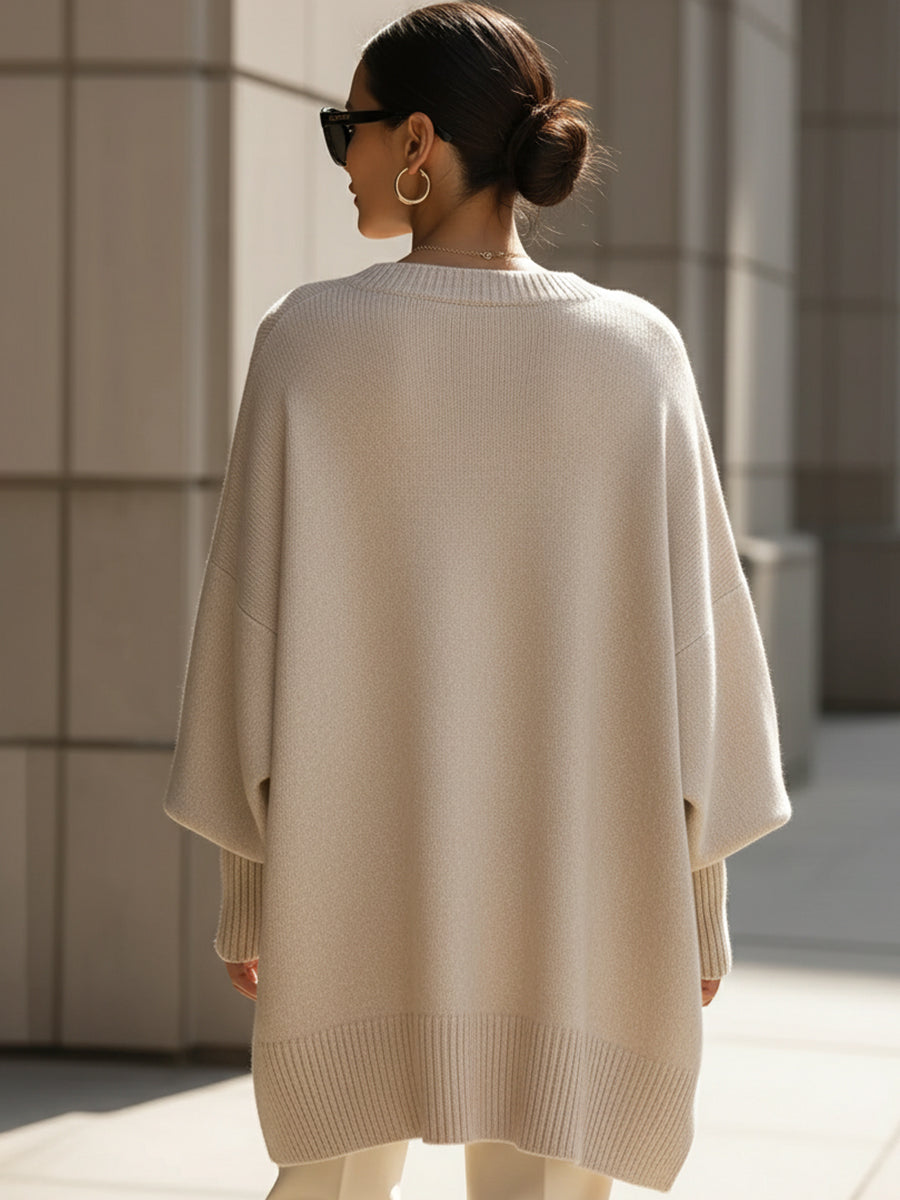 Zola | Women's Oversized Wool Blend Sweater, Drop Shoulder Cozy Knit Sweater