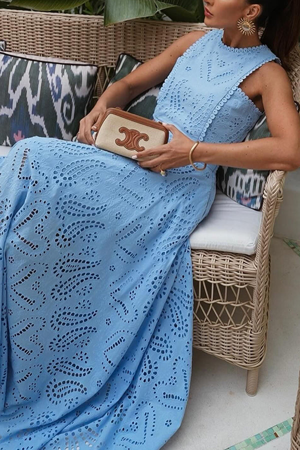 Larissa | Women's Two-Piece Skirt Set, Embroidered Crop Top and High-Waist Maxi Skirt