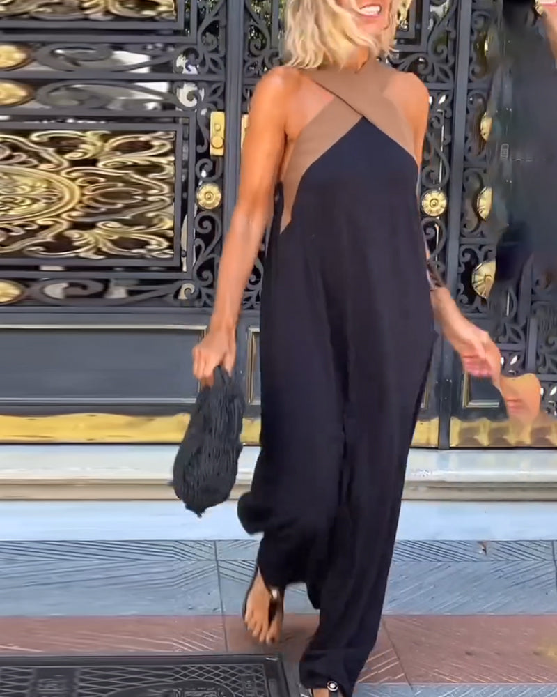 Elara | Women's Crossover Neck Maxi Dress, Open Back Evening Dress for Parties