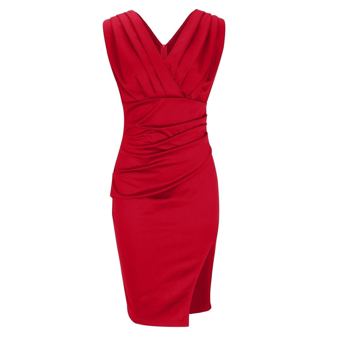 Lavenza | Women's Fitted V-Neck Mini Dress, Side Slit Party Dress for Special Occasions