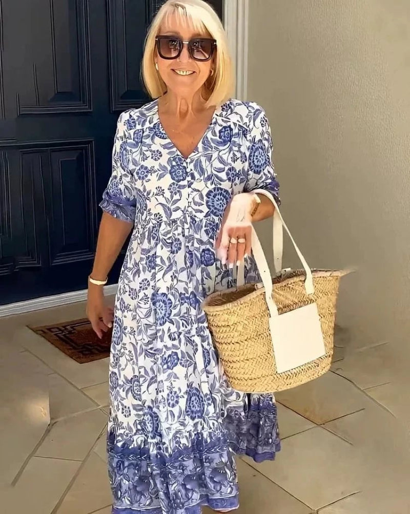 Radiance | Women's Bohemian Maxi Dress, Relaxed Slip-On Summer Dress for Everyday Wear