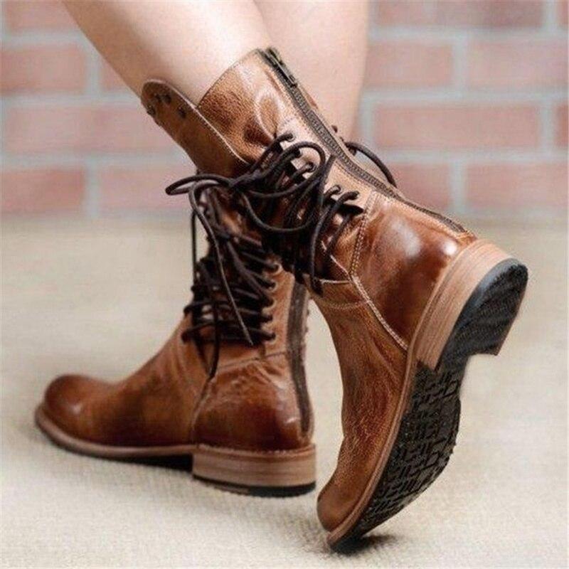 Dakota | Women's Distressed Vegan Leather Western Boots, Lace-Up Cowboy Boots