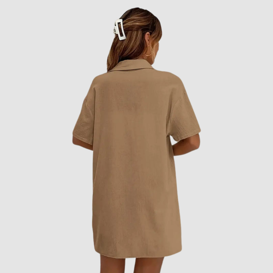 Frances | Women's Two-Piece Summer Set, Short-Sleeve Button-Up Top and Shorts