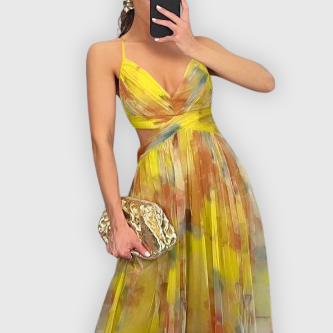 Dora | Women's Floral Maxi Dress, Adjustable Back Summer Dress for Evening Events