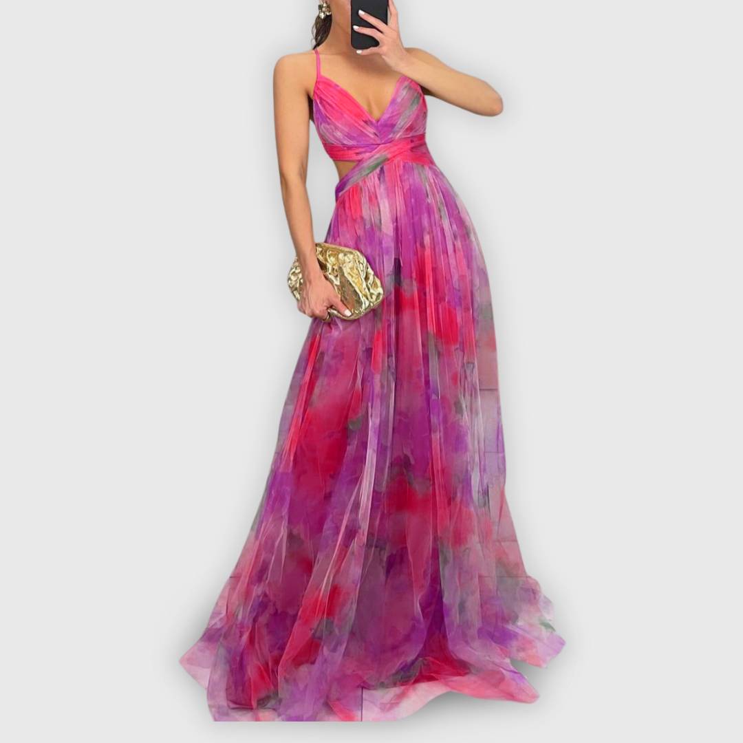 Dora | Women's Floral Maxi Dress, Adjustable Back Summer Dress for Evening Events