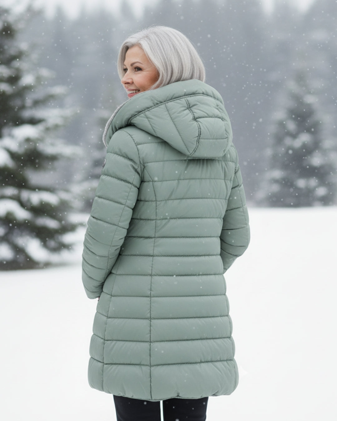 Olivia | Women's Quilted Nylon Puffer Winter Coat, Fleece-Lined Water-Resistant Longline