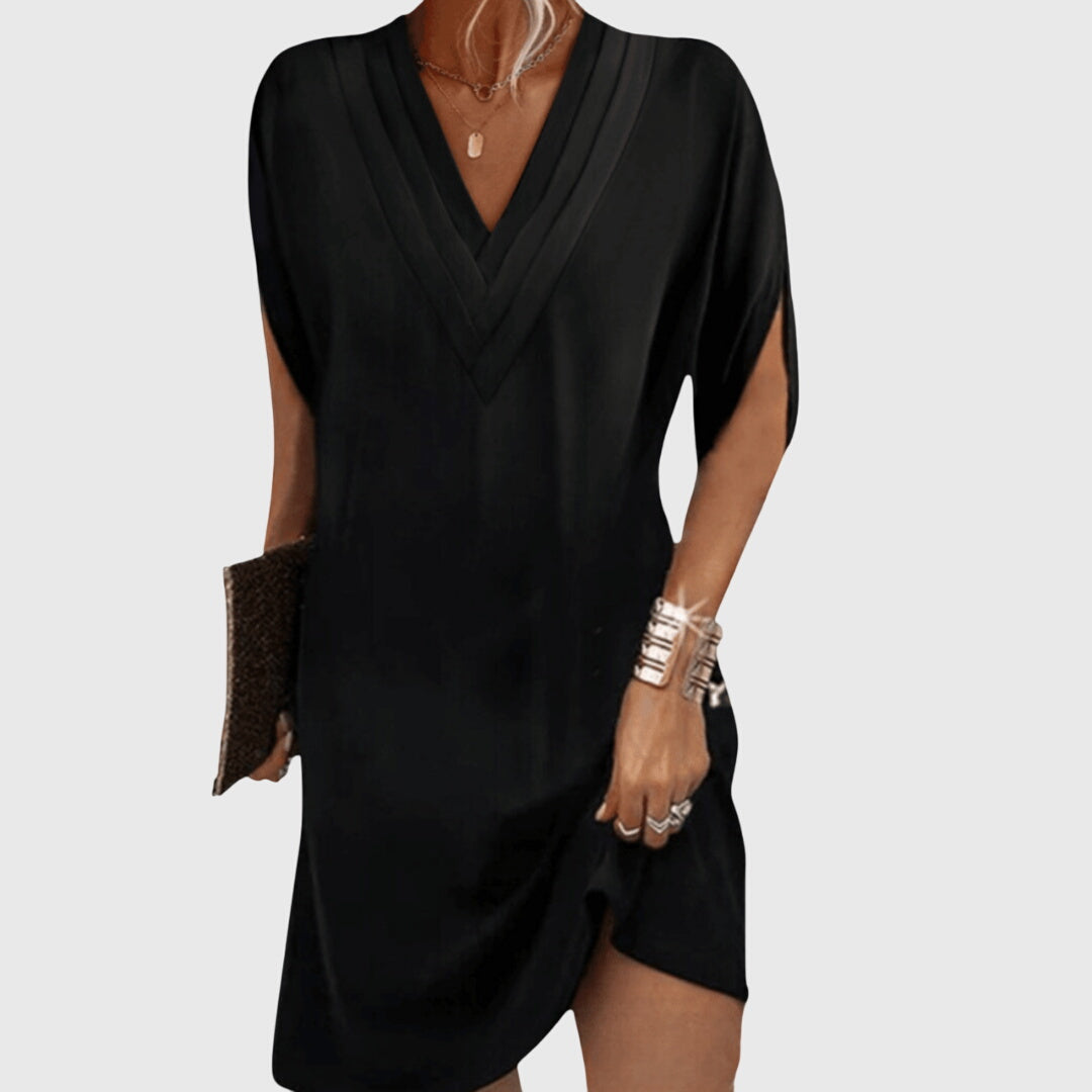 Anita | Women's V-Neck Mini Dress, Flowy Tummy-Hiding Casual Dress