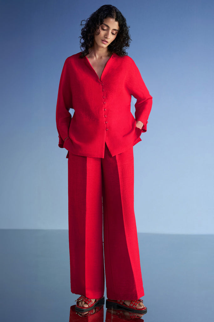 Women's Linen Co-ord Set — Shirt & Wide Leg Pants