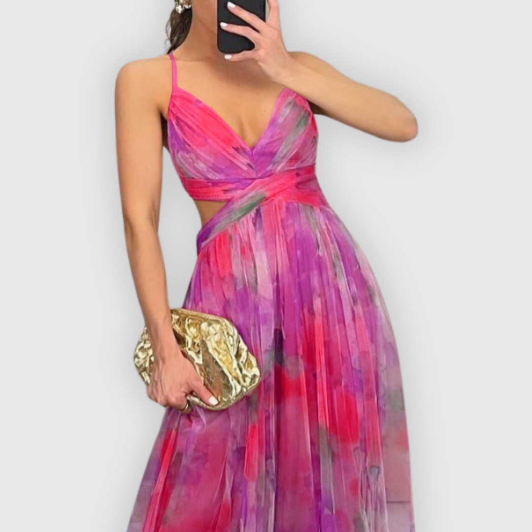 Dora | Women's Floral Maxi Dress, Adjustable Back Summer Dress for Evening Events