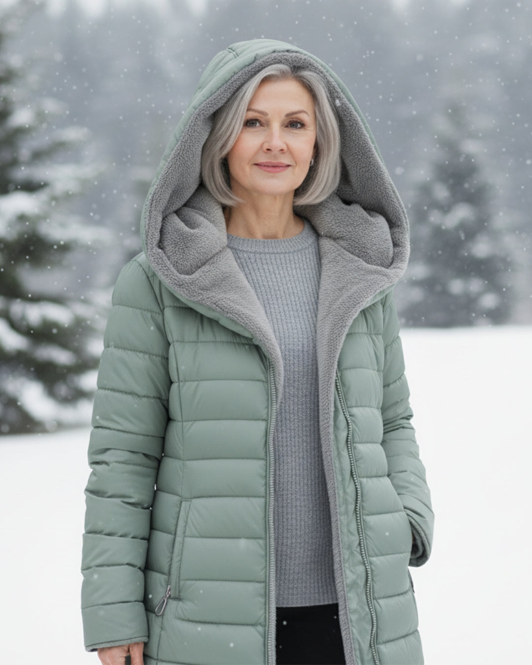 Olivia | Women's Quilted Nylon Puffer Winter Coat, Fleece-Lined Water-Resistant Longline