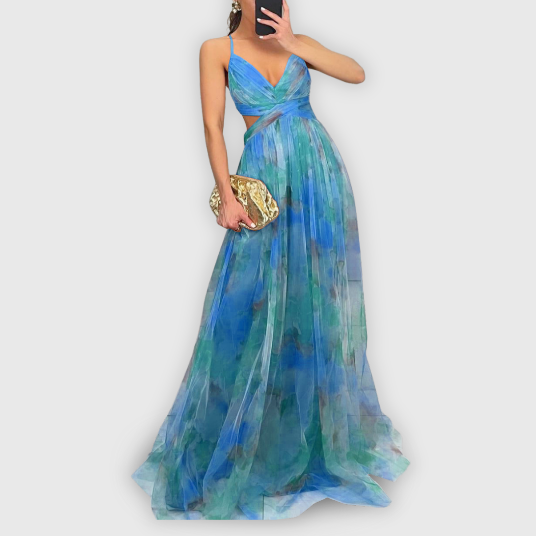 Dora | Women's Floral Maxi Dress, Adjustable Back Summer Dress for Evening Events