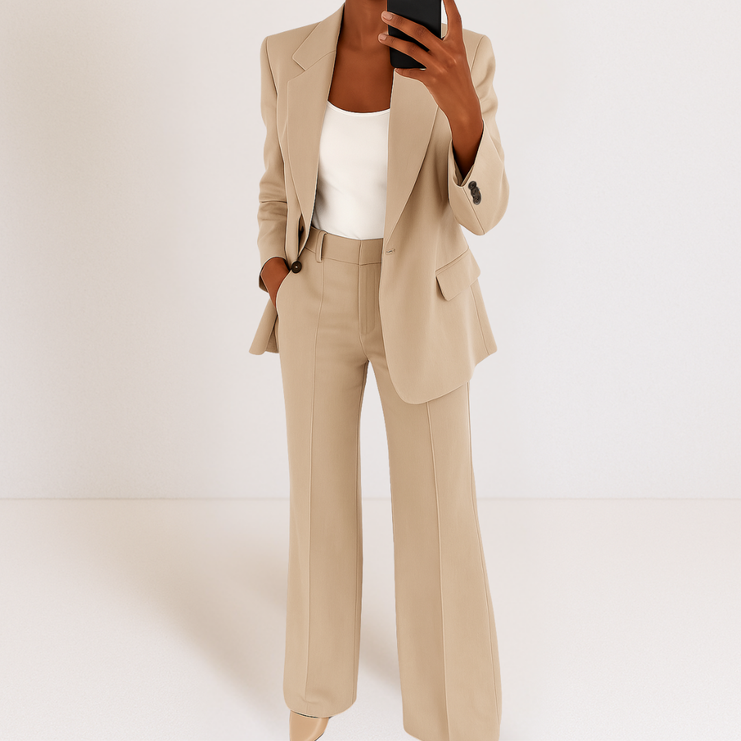 Melynda | Women's Tailored Two-Piece Suit Set, Coordinated Top and Trousers for Work