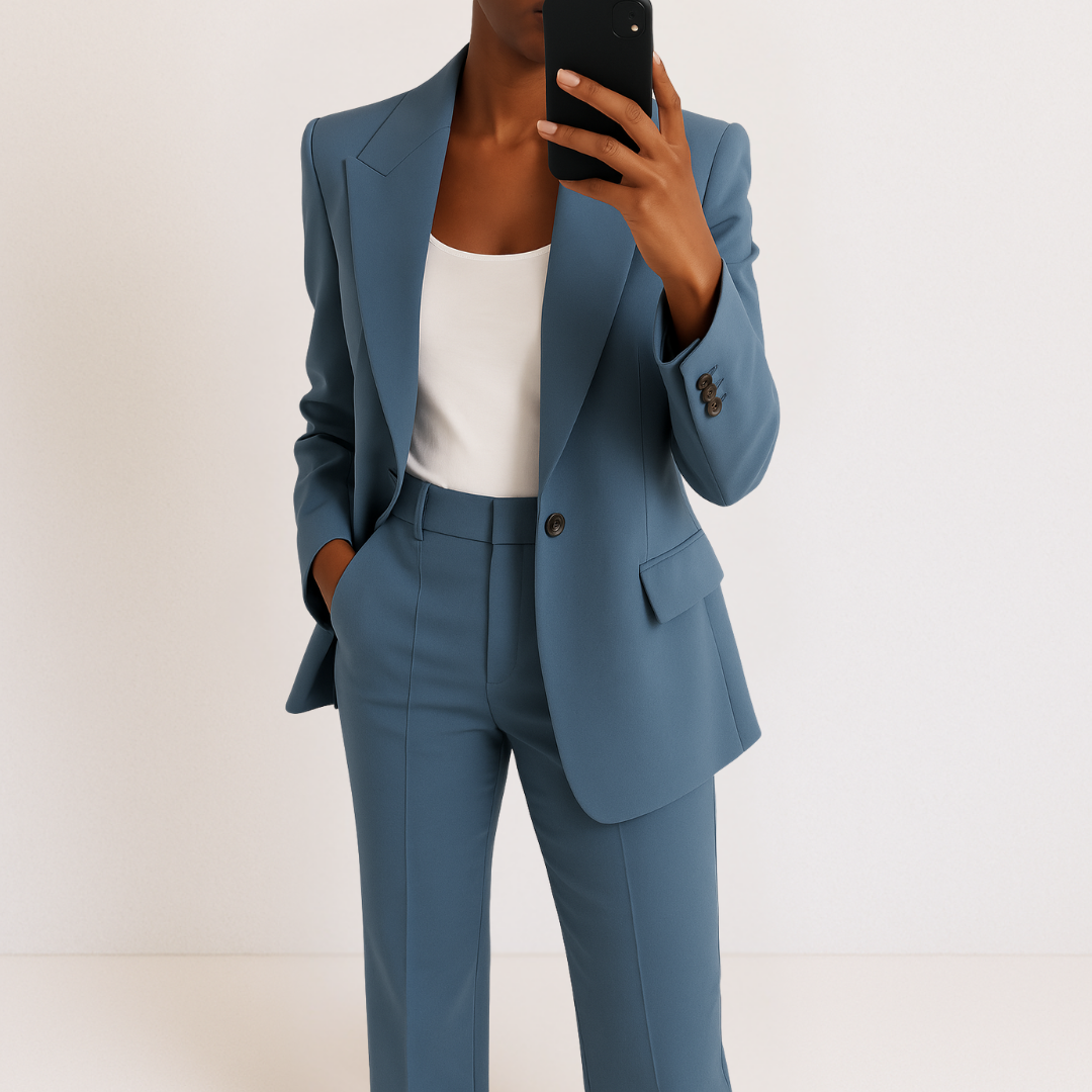 Melynda | Women's Tailored Two-Piece Suit Set, Coordinated Top and Trousers for Work