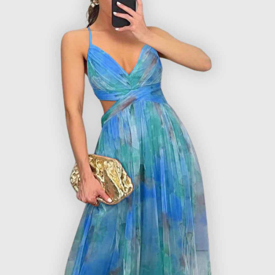 Dora | Women's Floral Maxi Dress, Adjustable Back Summer Dress for Evening Events