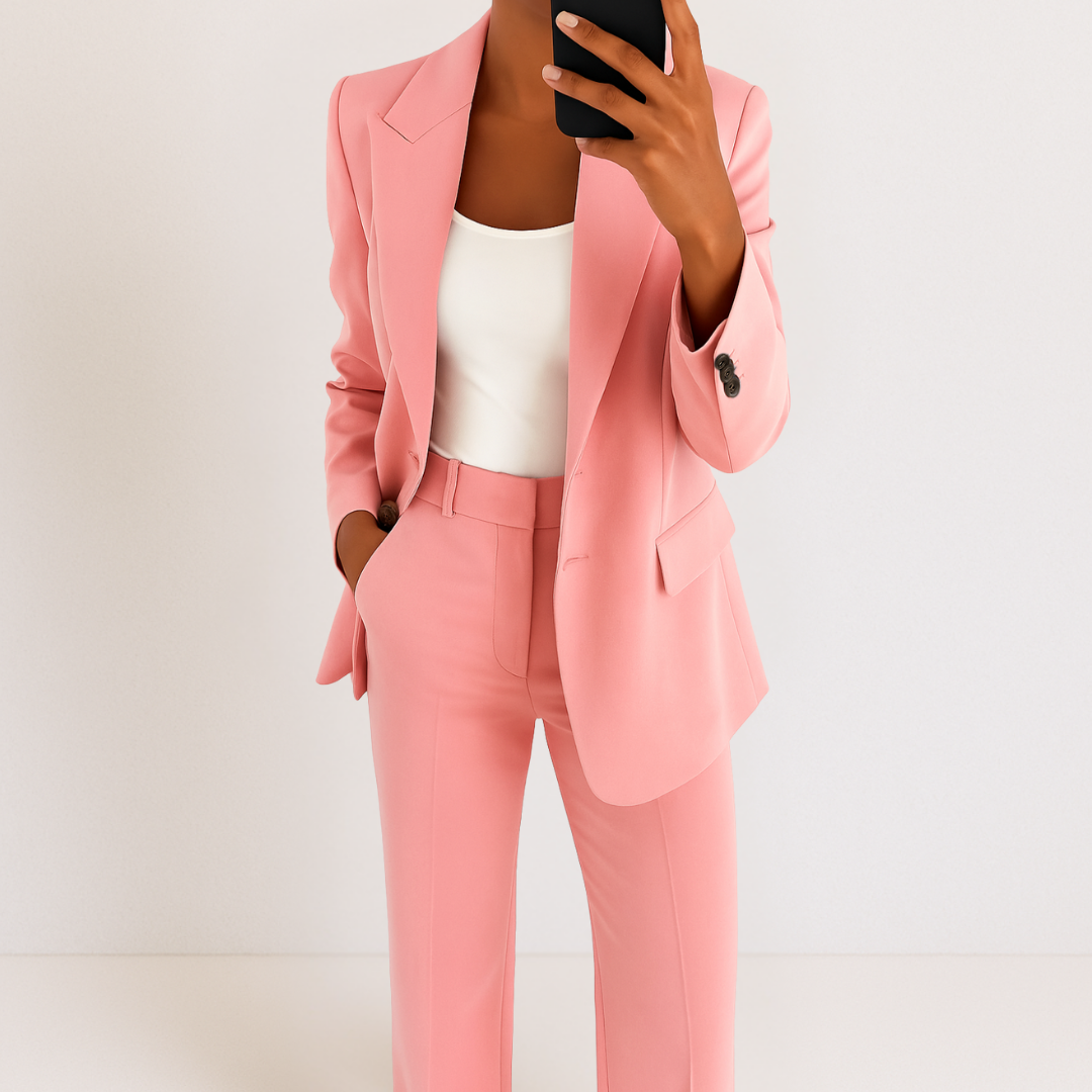 Melynda | Women's Tailored Two-Piece Suit Set, Coordinated Top and Trousers for Work