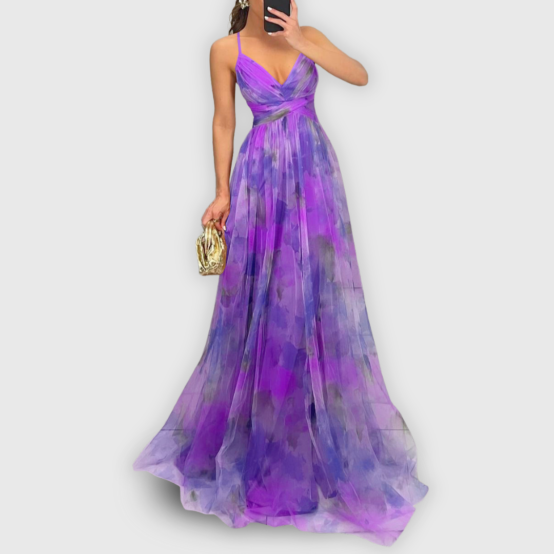 Dora | Women's Floral Maxi Dress, Adjustable Back Summer Dress for Evening Events