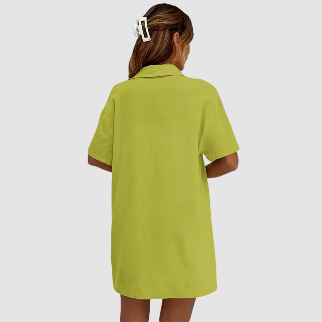 Frances | Women's Two-Piece Summer Set, Short-Sleeve Button-Up Top and Shorts