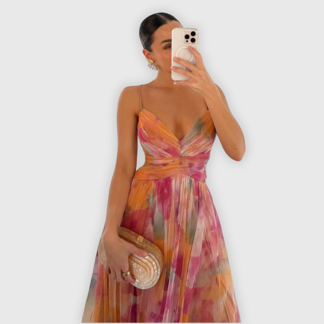 Dora | Women's Floral Maxi Dress, Adjustable Back Summer Dress for Evening Events