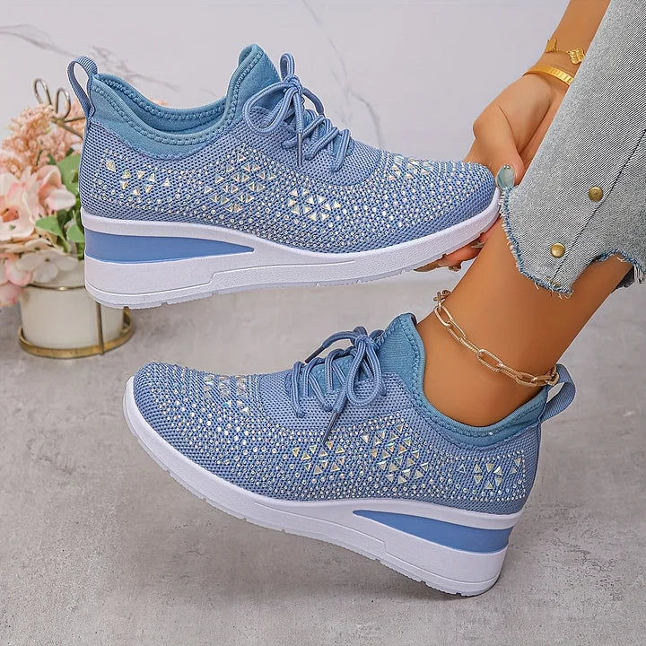 Bonnie | Women's Breathable Mesh Sneakers, Rhinestone Cushioned Comfort Shoes with Arch Support