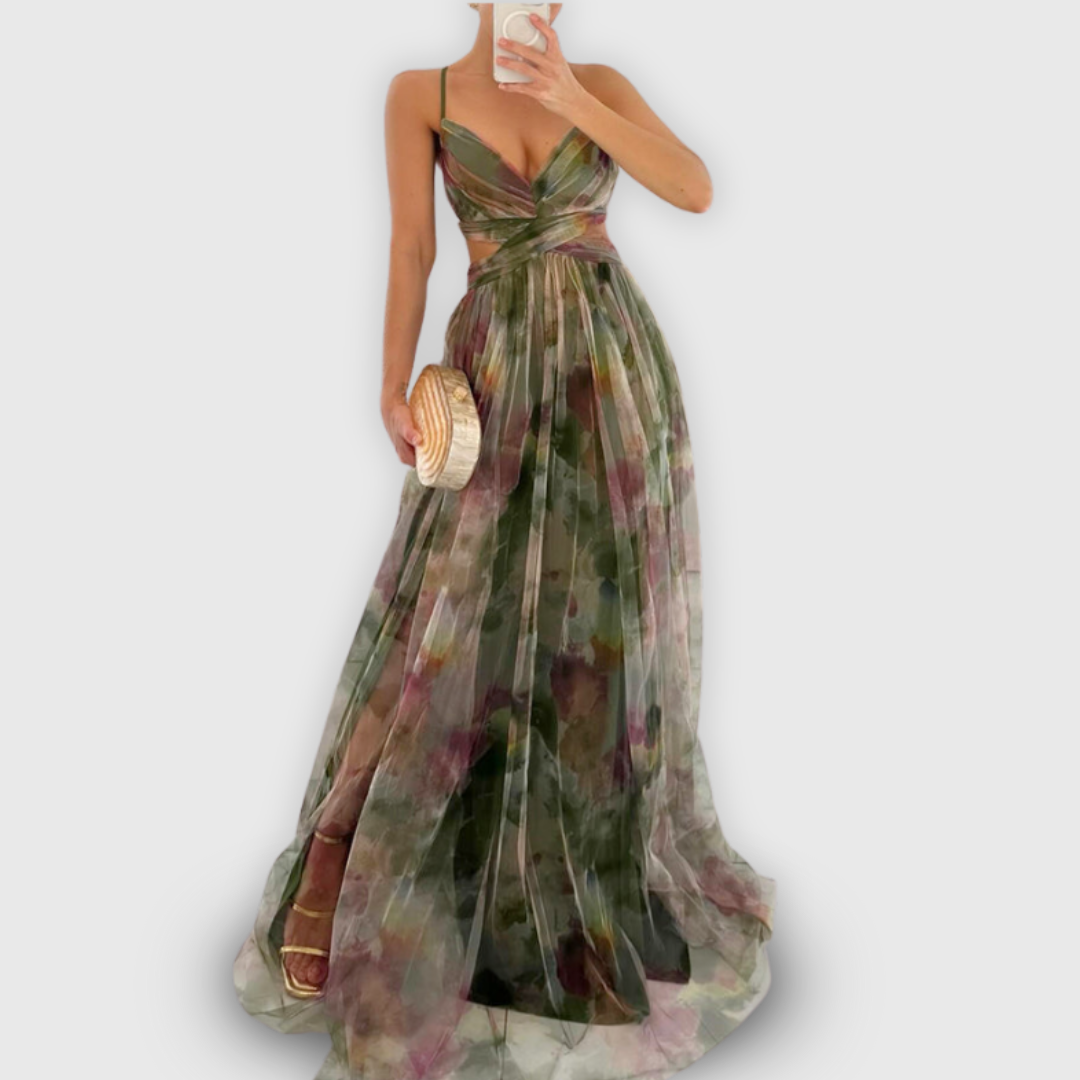 Dora | Women's Floral Maxi Dress, Adjustable Back Summer Dress for Evening Events