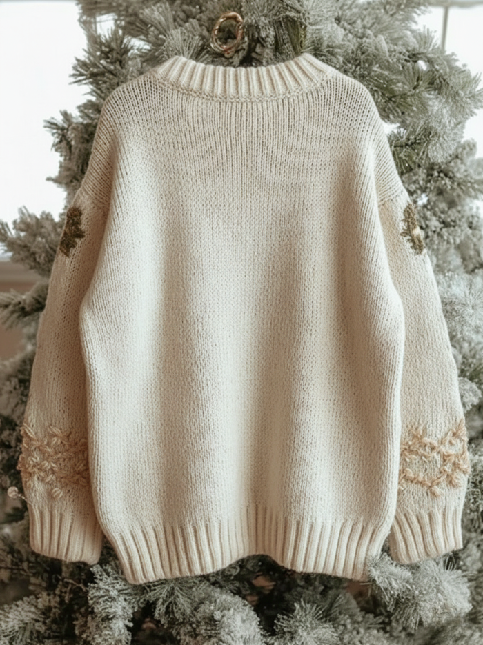 Lyselle | Women's Bear Print Sweater, Cozy Festive Holiday Knit Pullover