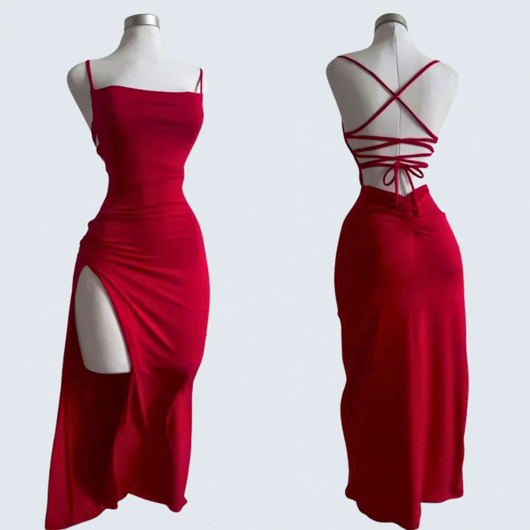 Marilyn | Women's Open-Back Slip Maxi Dress, Elegant Party Dress for Evening Occasions