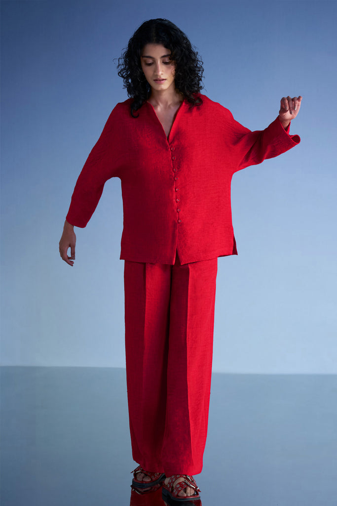 Women's Linen Co-ord Set — Shirt & Wide Leg Pants