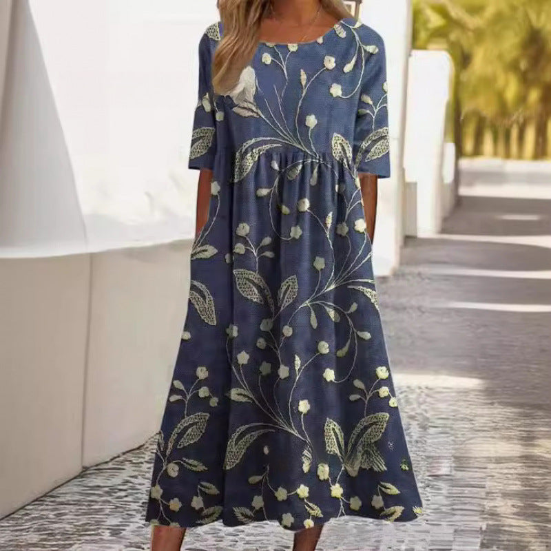 Kaelani | Women's Relaxed Fit Midi Dress, Laid-Back Casual Day Dress