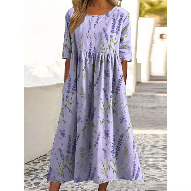 Mireille | Women's Relaxed Fit Midi Dress, Flowy Casual Dress for Everyday Wear