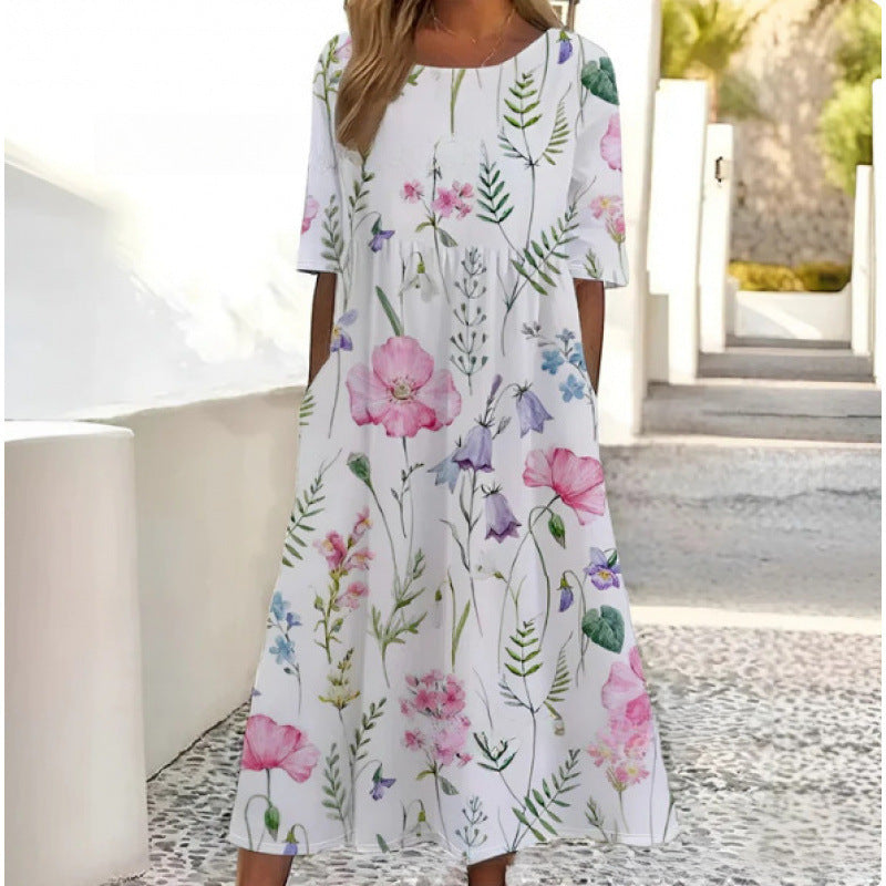 Novalee | Women's Relaxed Fit Midi Dress, Flowing Everyday Dress for Women
