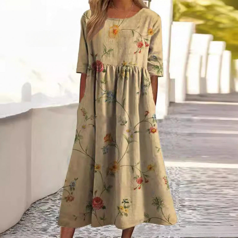 Paloma | Women's Relaxed Fit Midi Dress, Draped Comfortable Casual Dress