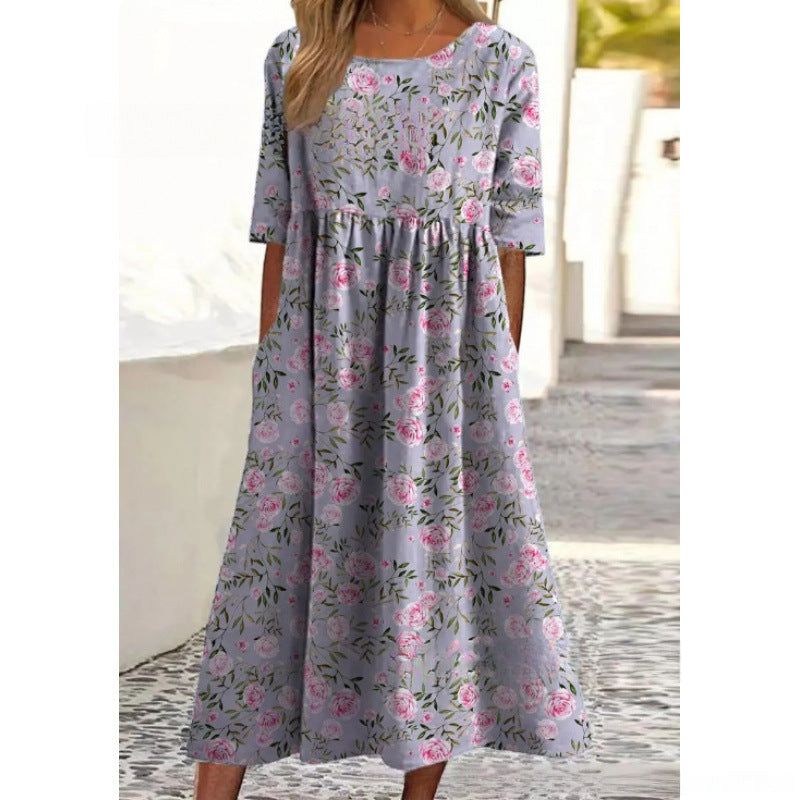 Rhiannon | Women's Relaxed Fit Midi Dress, Soft Flowy Everyday Dress