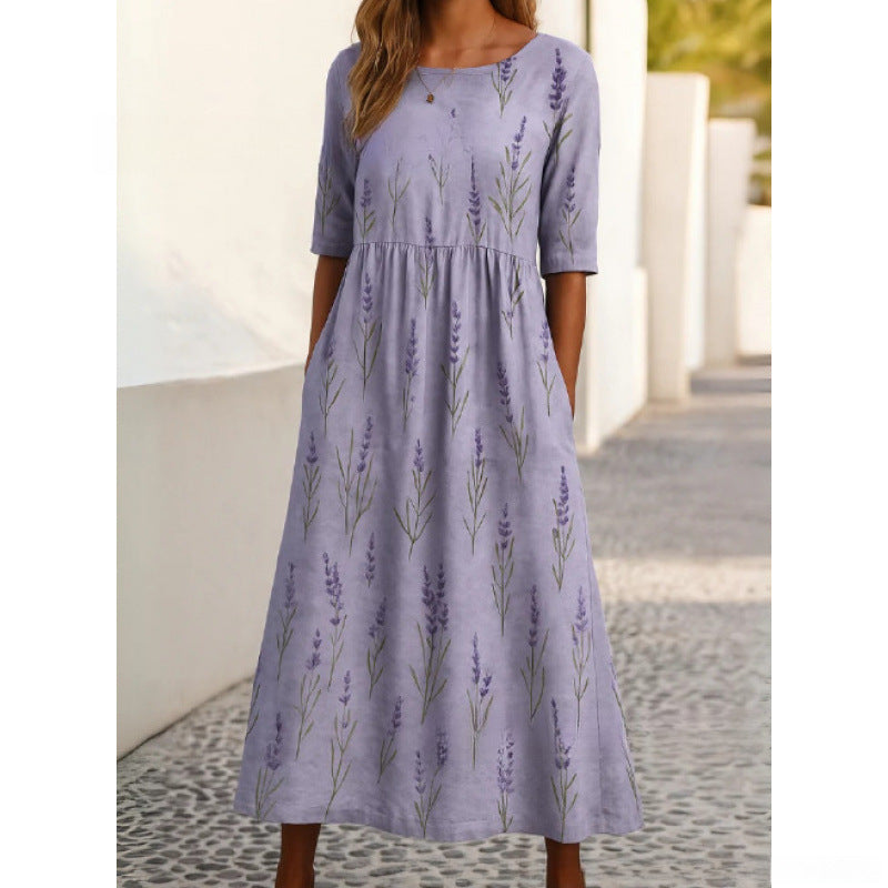 Leonie | Women's Relaxed Fit Midi Dress, Flowy All-Day Comfort Dress