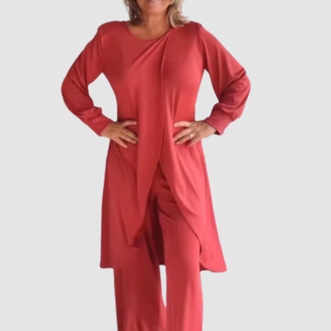 Laine | Women's Two-Piece Set, Longline Top and Relaxed Trousers Everyday Outfit