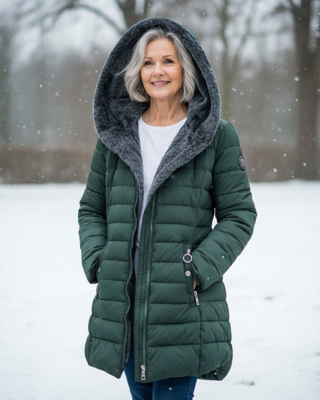 Olivia | Women's Quilted Nylon Puffer Winter Coat, Fleece-Lined Water-Resistant Longline