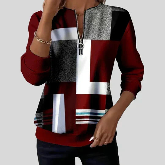 Velstine | Women's Knitted Zip-Up Sweater, Relaxed Fit Everyday Sweater