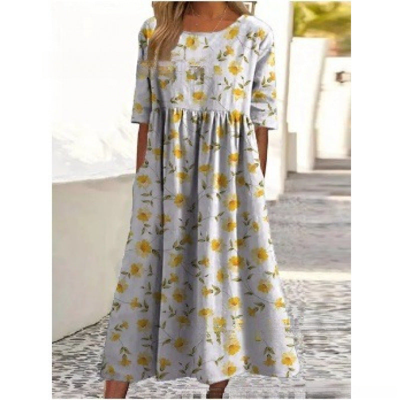 Delphine | Women's Relaxed Fit Midi Dress, Soft Draping Everyday Dress