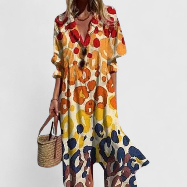 Diane | Women's Boho Print Dress, Relaxed Flowy Casual Dress for Any Occasion