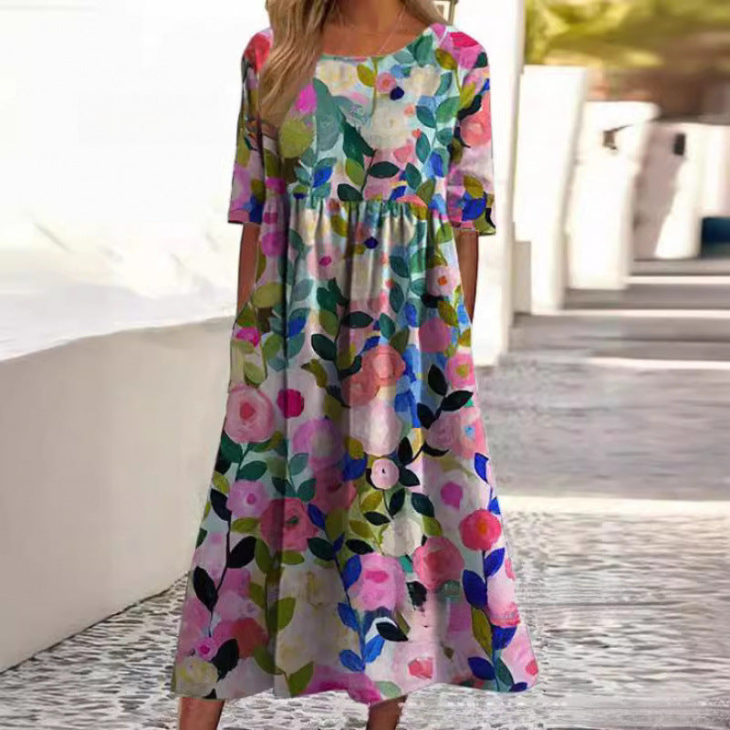 Greer | Women's Relaxed Fit Midi Dress, All-Day Comfort Everyday Dress