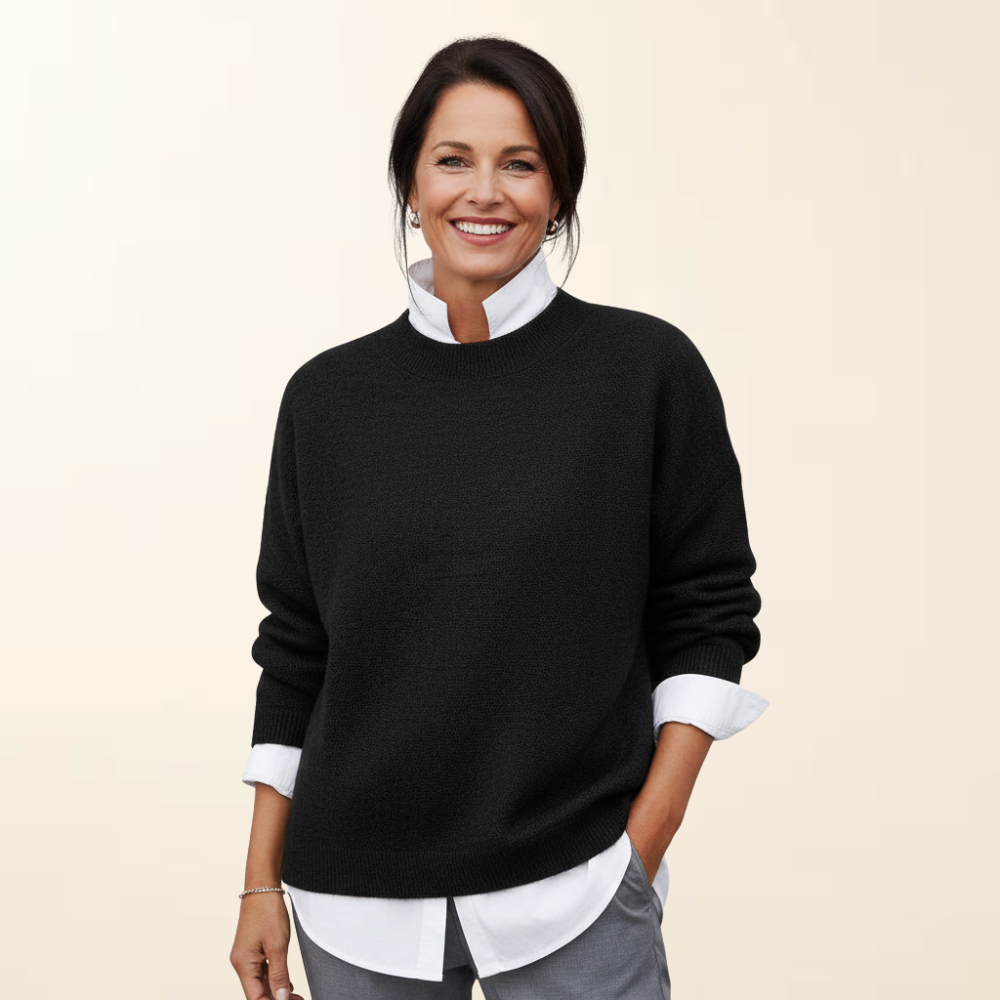 Fiën | Women's Wool Blend Knitted Sweater, Soft Relaxed Fit Everyday Knit