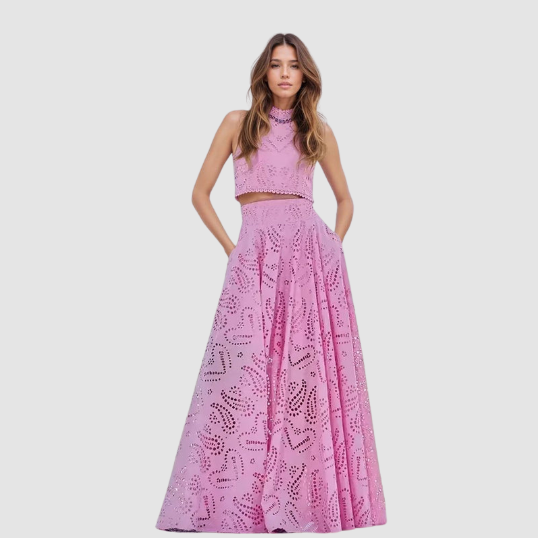 Tallie | Women's Two-Piece Set, Sleeveless Crop Top and Flowy Maxi Skirt for Summer