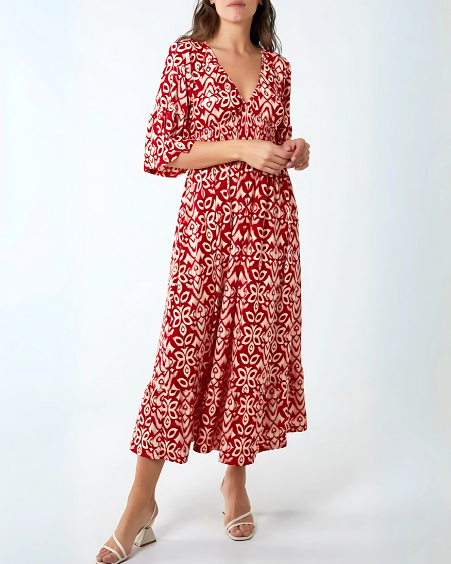 Armana | Women's Boho Maxi Dress, Floral V-Neck Summer Dress with Relaxed Fit