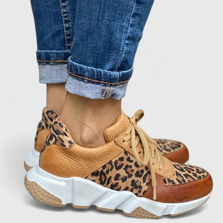 PRAVIRA | Women's Leopard Print Comfort Shoes, Cushioned Arch Support Walking Shoes