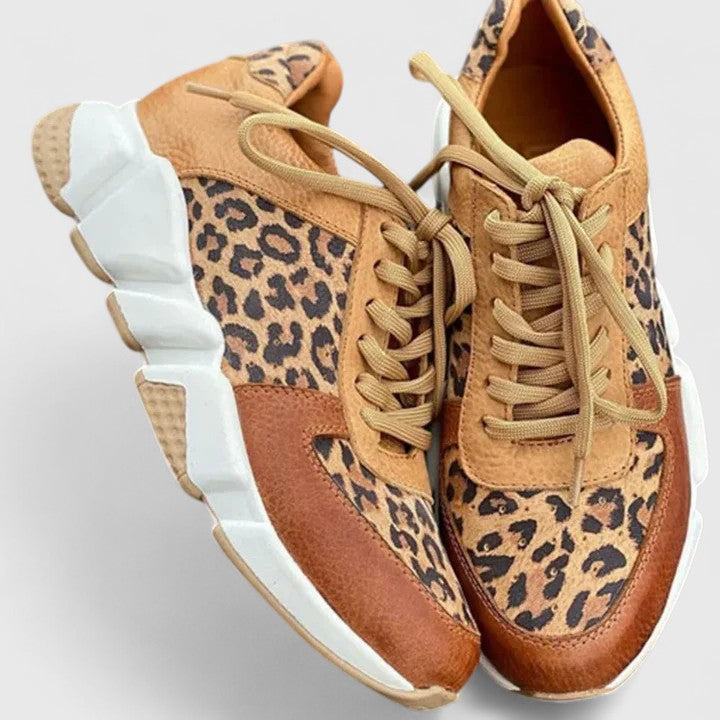 PRAVIRA | Women's Leopard Print Comfort Shoes, Cushioned Arch Support Walking Shoes