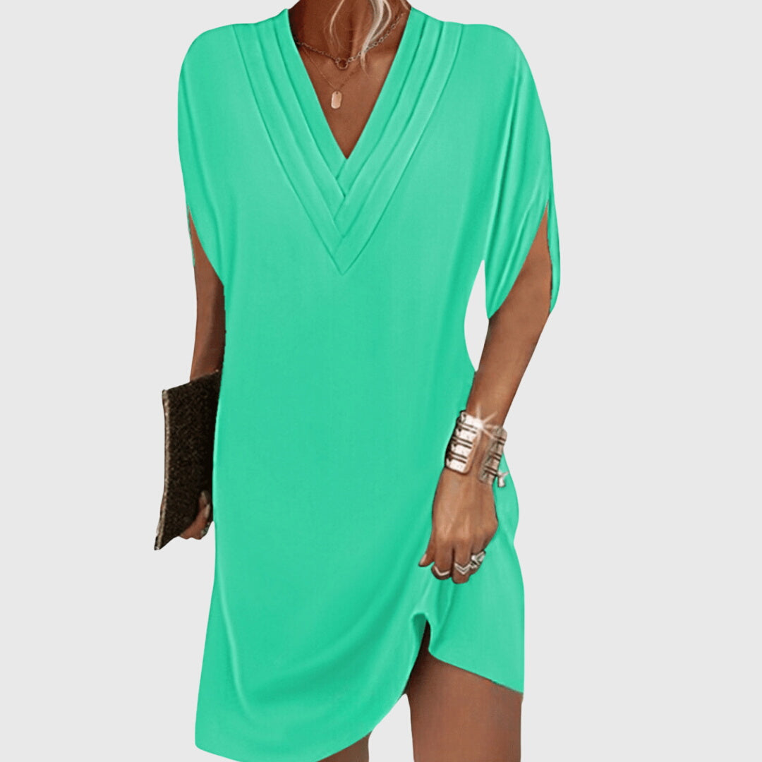 Anita | Women's V-Neck Mini Dress, Flowy Tummy-Hiding Casual Dress