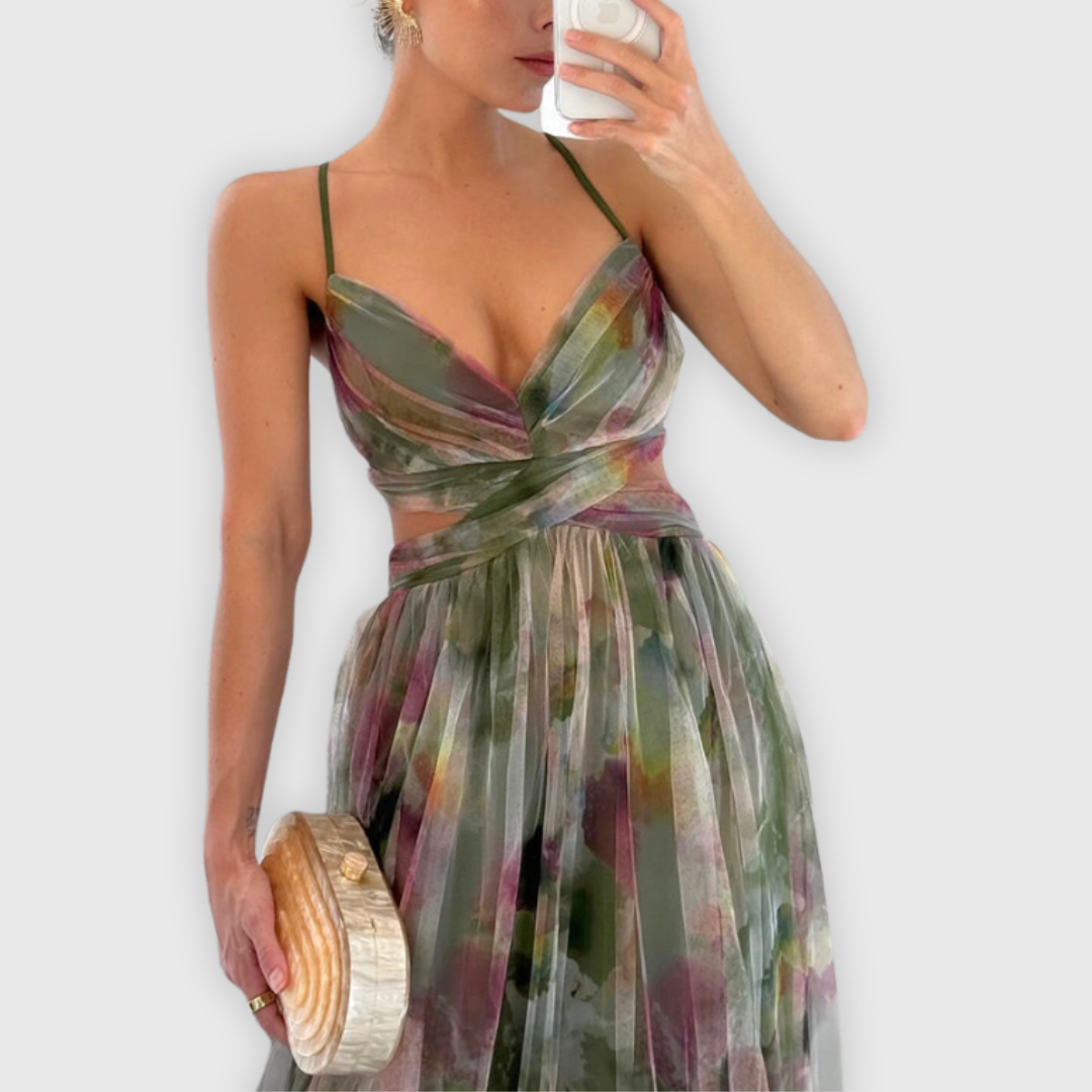 Dora | Women's Floral Maxi Dress, Adjustable Back Summer Dress for Evening Events