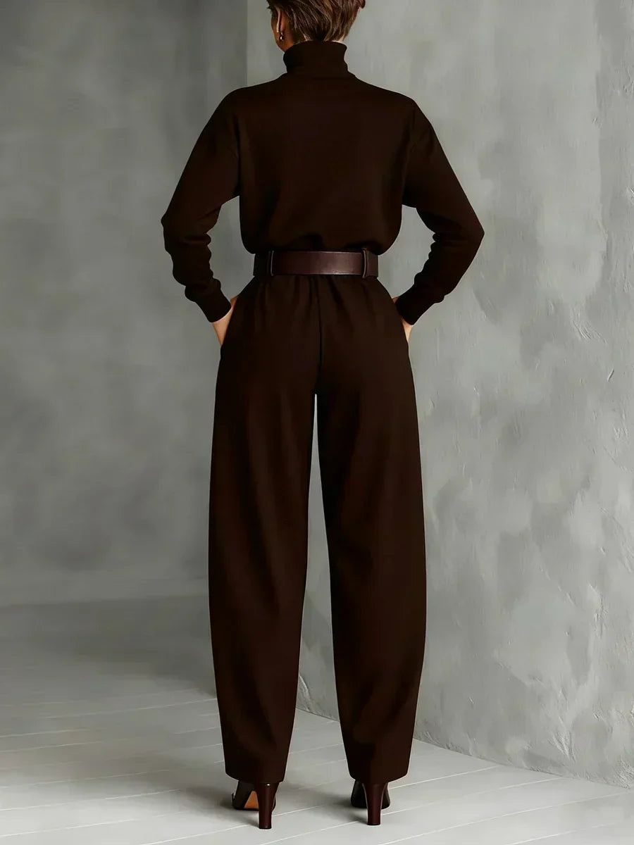Jessica | Women's Turtleneck Two-Piece Set, Straight-Leg Tailored Trousers Outfit