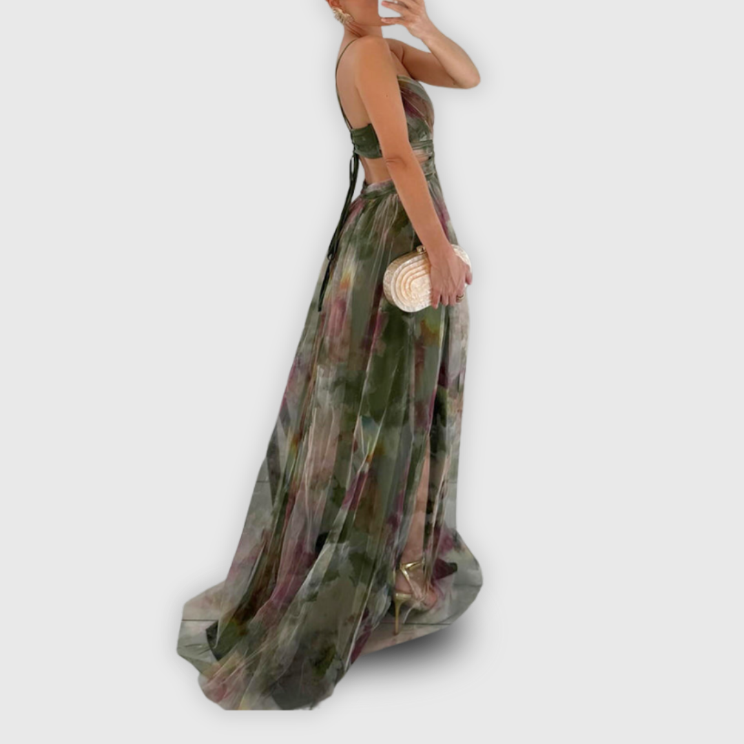 Dora | Women's Floral Maxi Dress, Adjustable Back Summer Dress for Evening Events