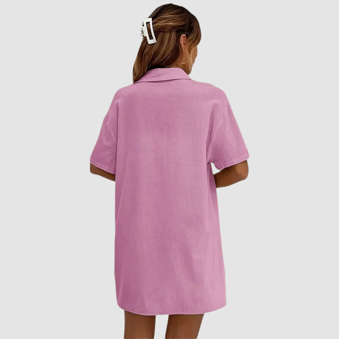 Frances | Women's Two-Piece Summer Set, Short-Sleeve Button-Up Top and Shorts