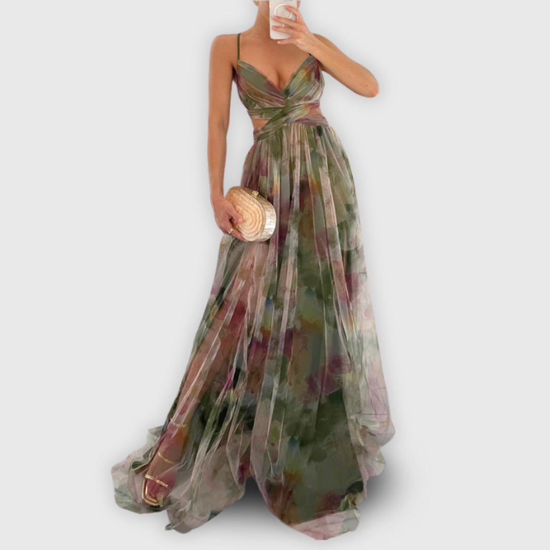 Dora | Women's Floral Maxi Dress, Adjustable Back Summer Dress for Evening Events